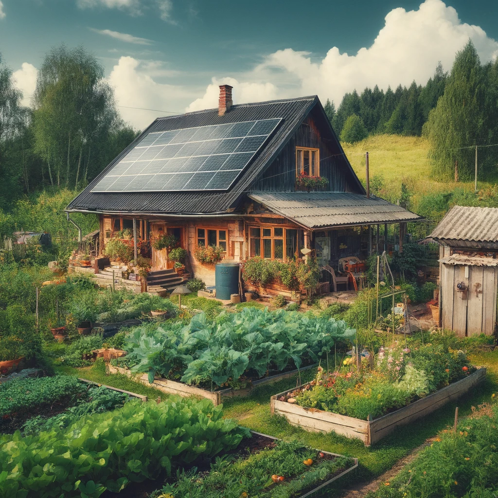 Maison rurale rustique entourée de verdure luxuriante